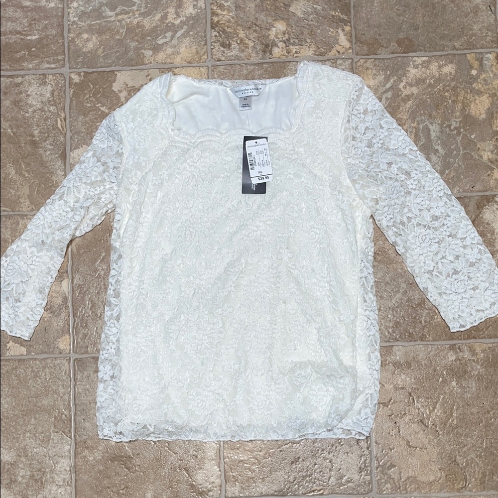 NWT Christopher & Banks White Lace Blouse